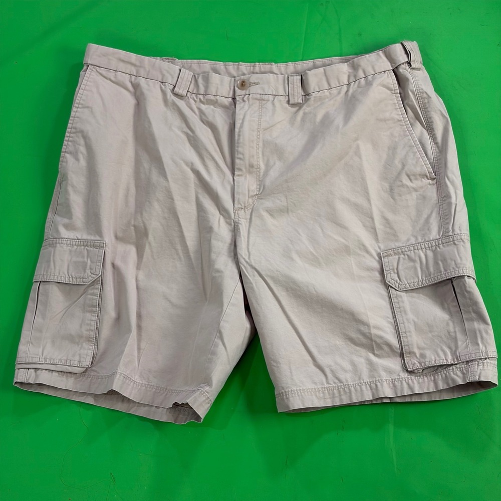 Haggar Cargo Shorts Mens 42 Tan 100% Cotton Twill Multi Pocket Utility Outdoor